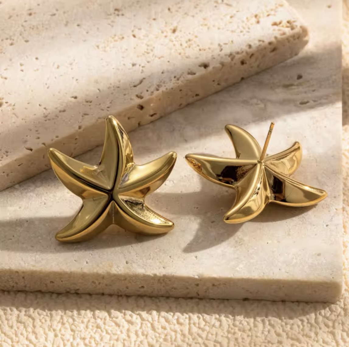 Golden Starfish Statement Earrings